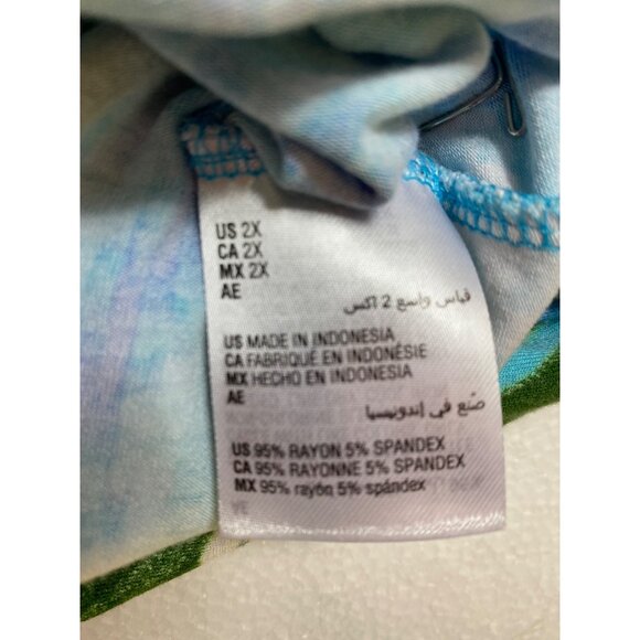 JM Collection Womens Floral Blue Short Sleeve Top Shirt Plus Size 2X Boho Casual - Picture 5 of 5